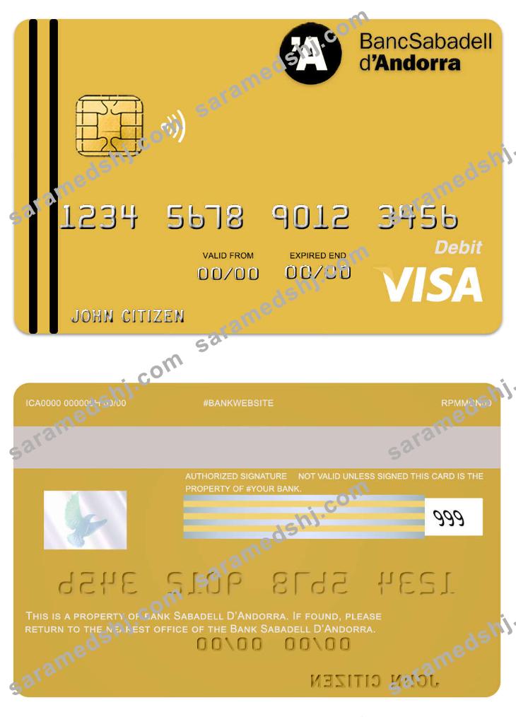 Andorra Sabadell bank visa card